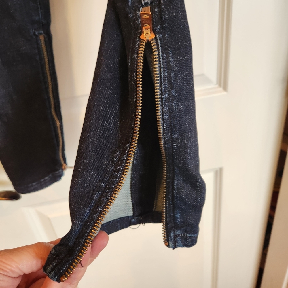 David Kahn Los Angeles Dark Wash Nikki Ankle Zip Jeans Size 30 Mid-Rise Skinny - Picture 6 of 14